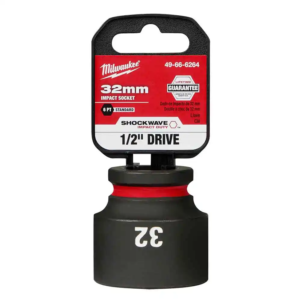 MILWAUKEE SHOCKWAVE 1/2" Drive 32mm Standard 6 Point Impact Socket 49666264