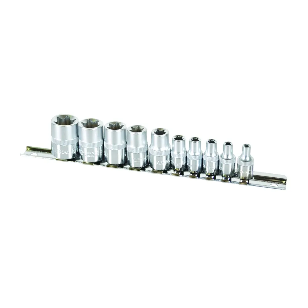 KINCROME 10 Piece 1/4 & 3/8inch Square Drive E-Torx Socket Set 02093