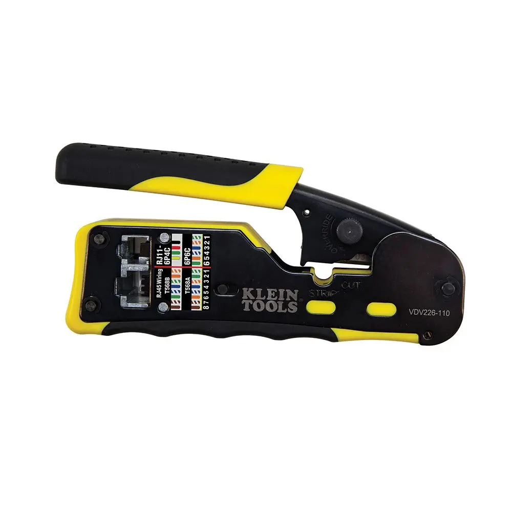 KLEIN Ratcheting Data Cable Crimper for Pass Thru AVDV226110