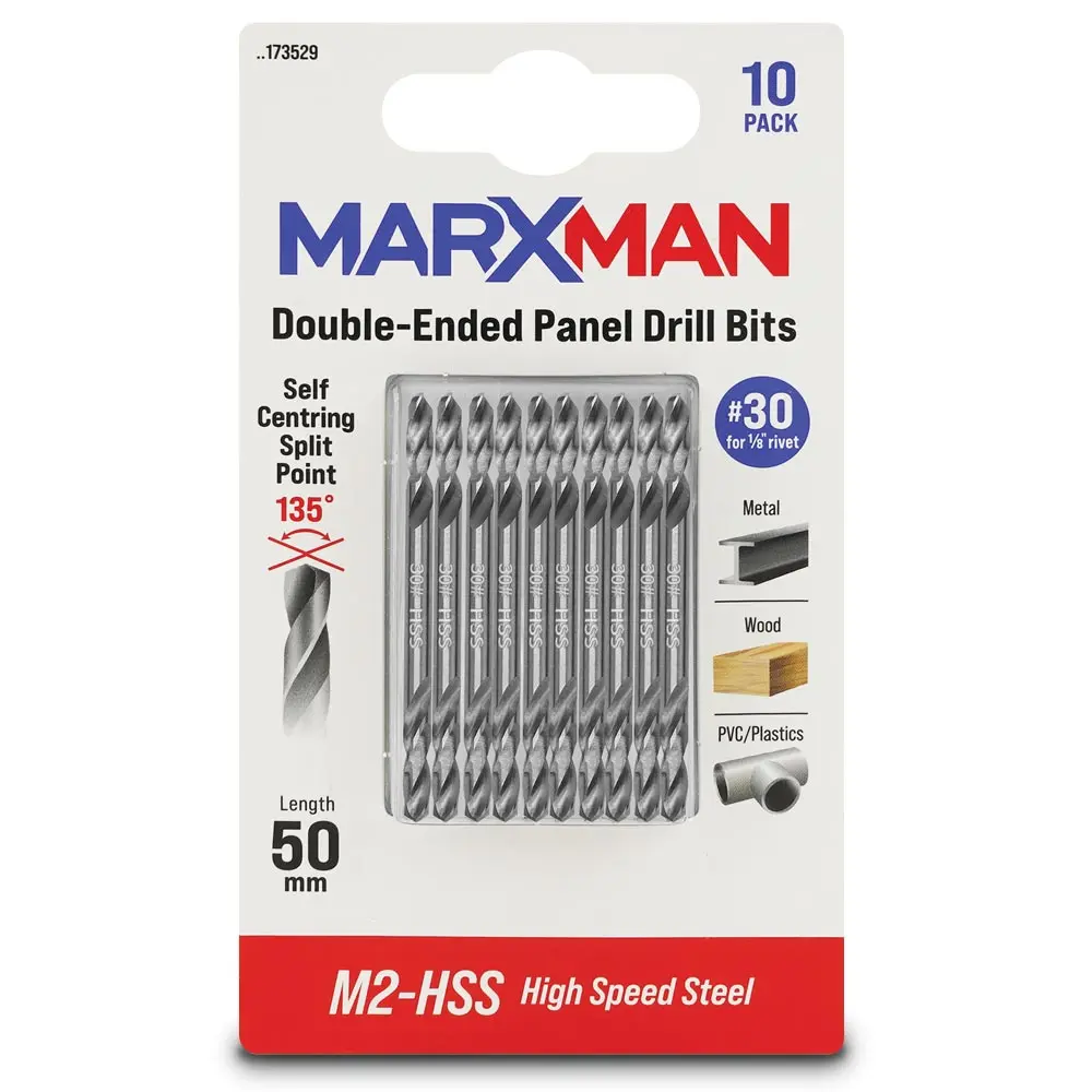 MARXMAN #30x50mm HSS Metal Panel D/End Drill Bit - 10 Piece MDEPD3010PC