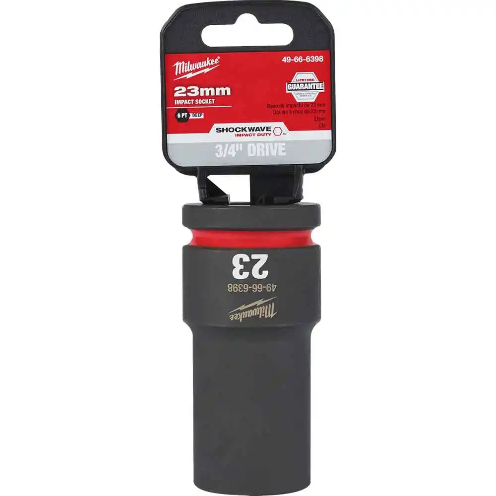 MILWAUKEE SHOCKWAVE 3/4inch Drive 23mm Deep 6 Point Impact Socket 49666398