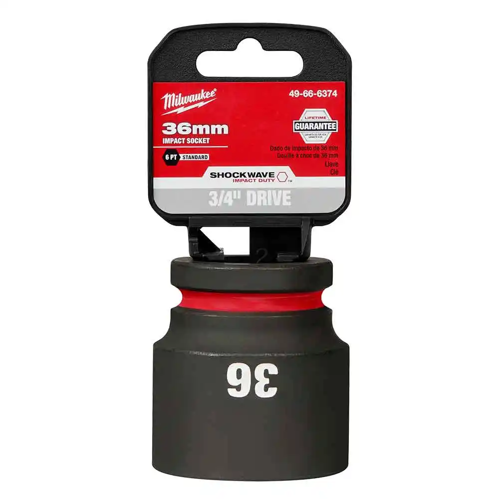 MILWAUKEE SHOCKWAVE 3/4inch Drive 36mm Standard 6 Point Impact Socket 49666374