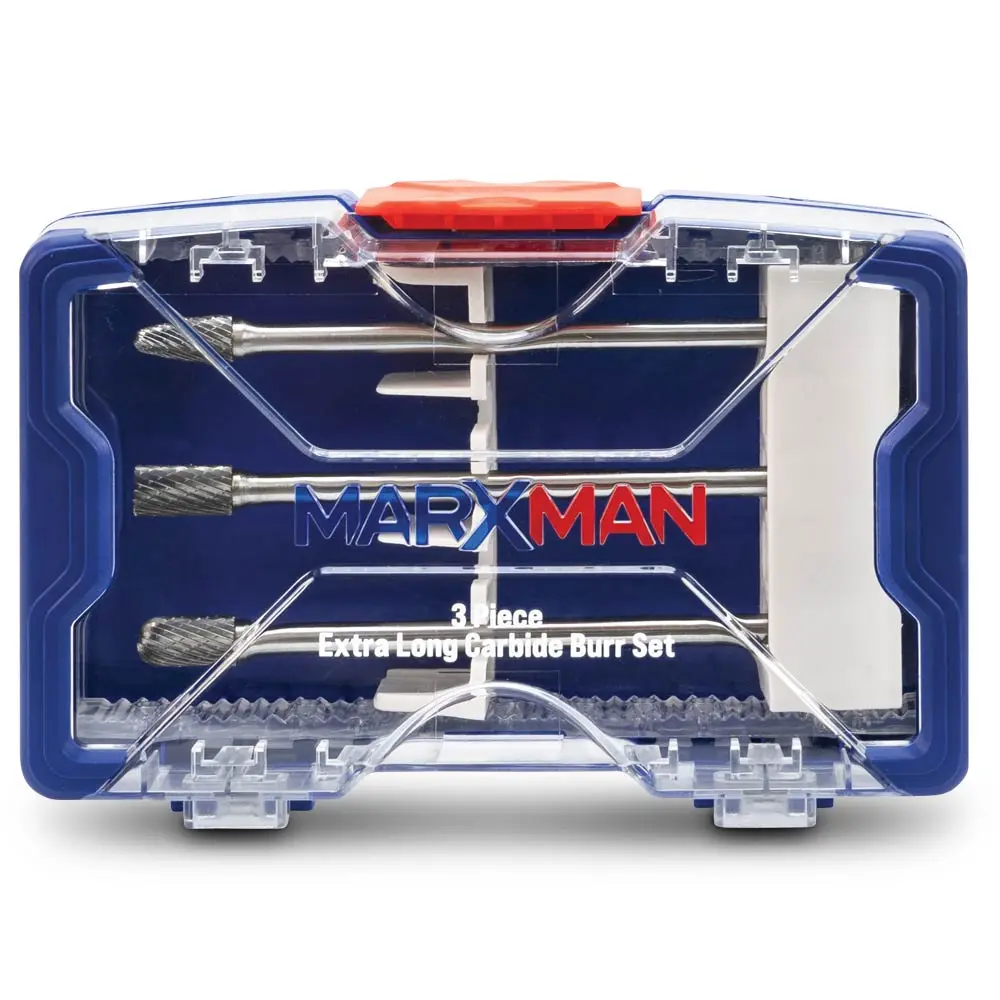 MARXMAN 1/4-Sh D-Cut Long Carbide Burr TC Bit Set - 3 Piece MCBLS3PC