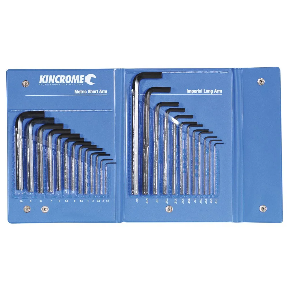 KINCROME Imperial & Metric Hex Key Wrench Set - 25 Piece HKW25C