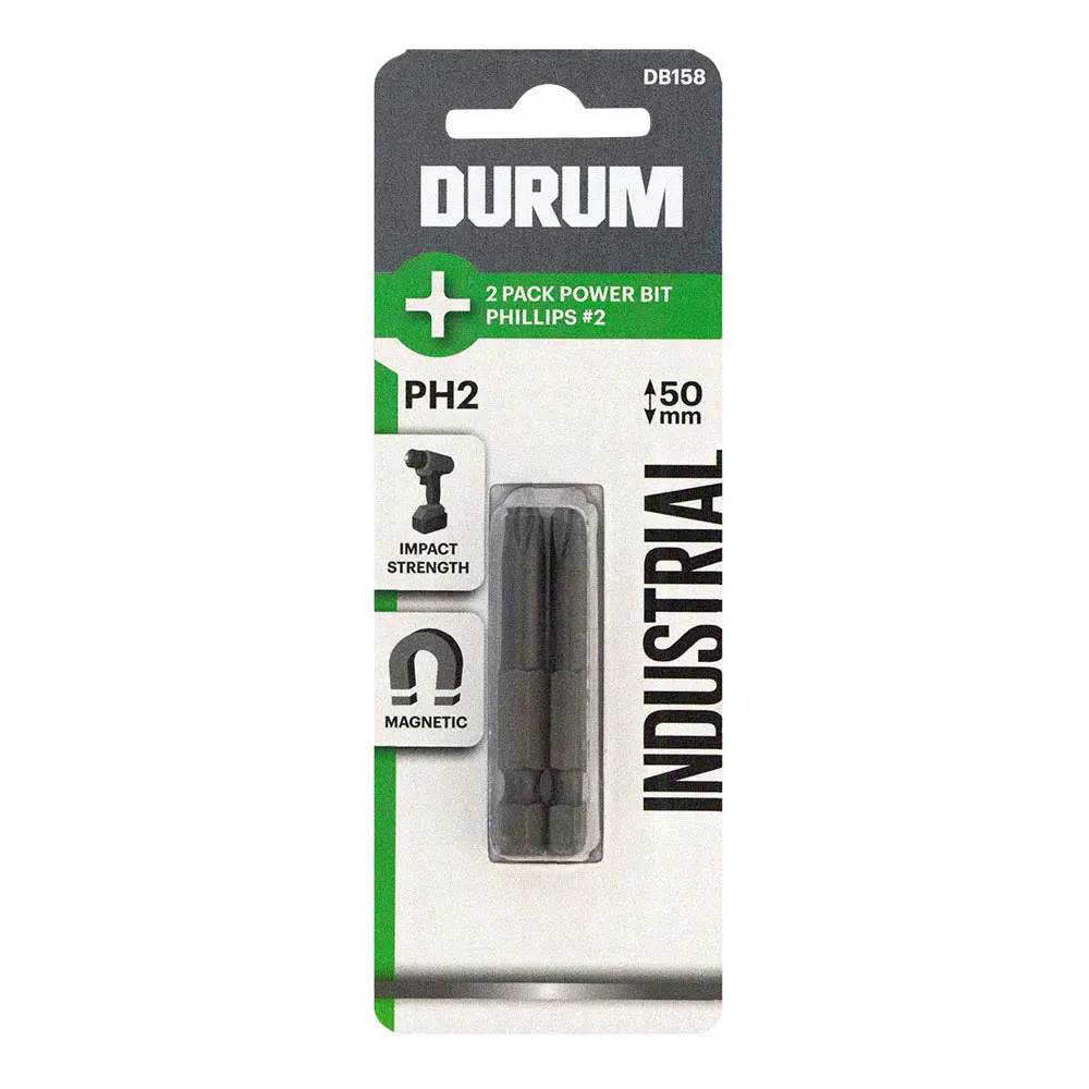 DURUM Ph2x50mm Phillips Power Screwdriver Bit - 2 Piece DB158
