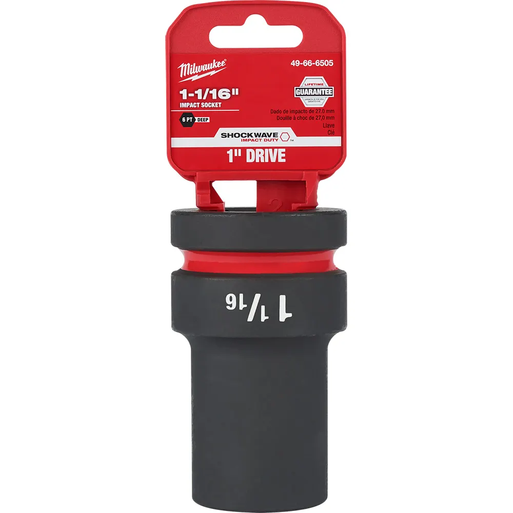 MILWAUKEE SHOCKWAVE 1" Drive 1-1/16" Standard 6 Point Impact Socket 49666505