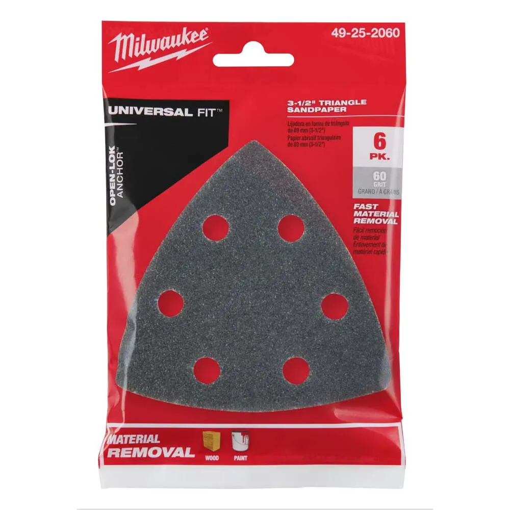 MILWAUKEE 6 piece OPEN-LOK 60 Grit Sand Paper 49252060