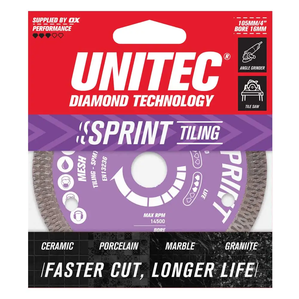 UNITEC 105mm Turbo Diamond Blade For Tiling Cutting - Sprint U-4SPMT