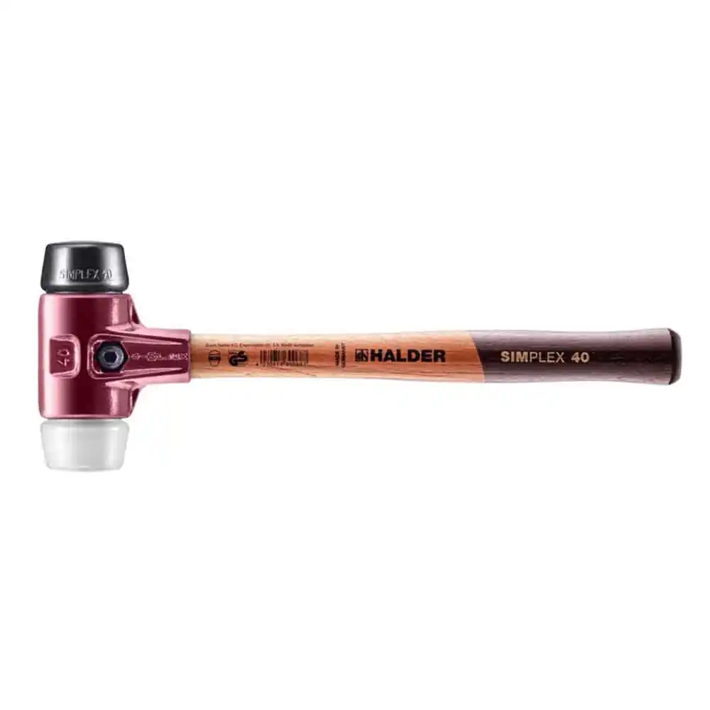 HALDER 40mm 535g Rubber Mallet Rubber/Superplastic Tips Wood Handle 3027.04