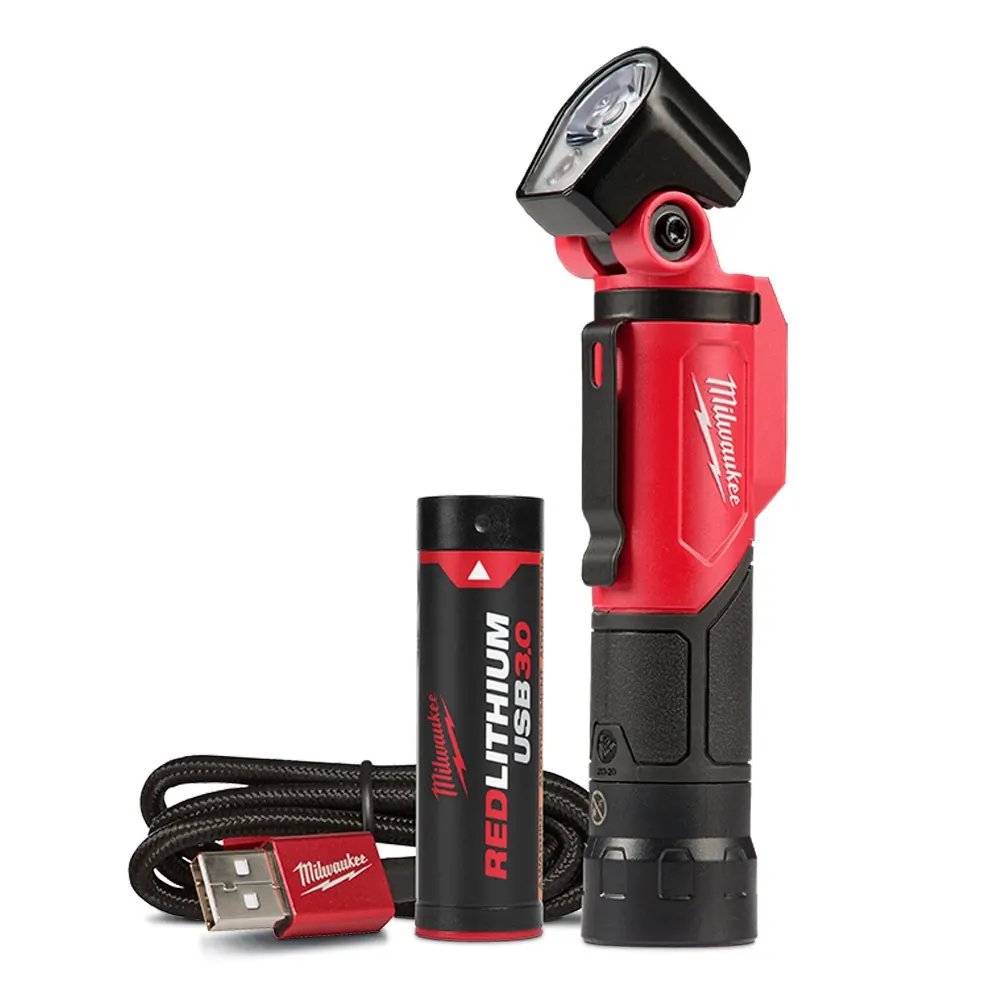 MILWAUKEE REDLITHIUM 500 Lumen USB Pivoting Work Light 3.0Ah Kit L4PWL301