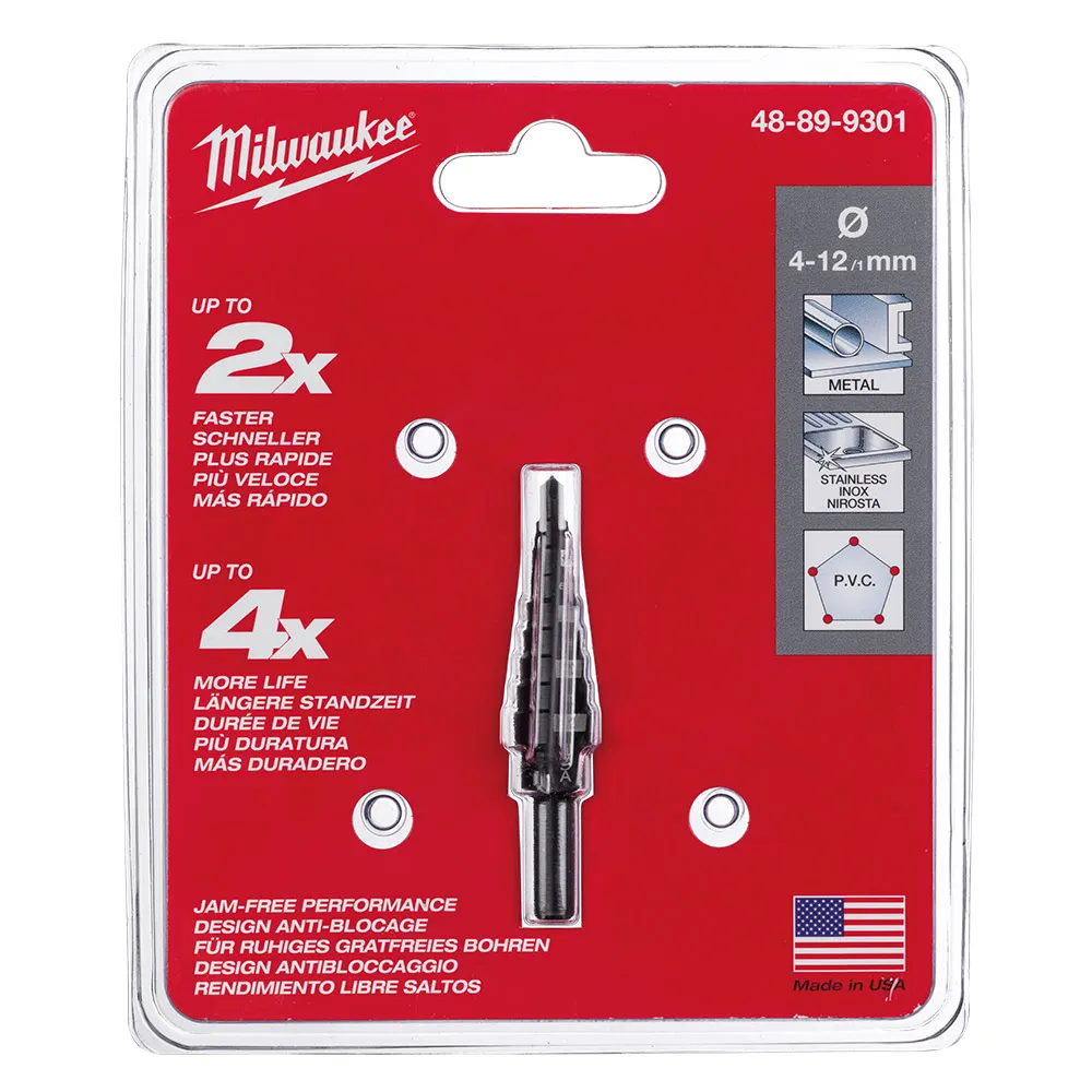MILWAUKEE 4-12mm 9-Step HSS Step Drill Bit 48899301