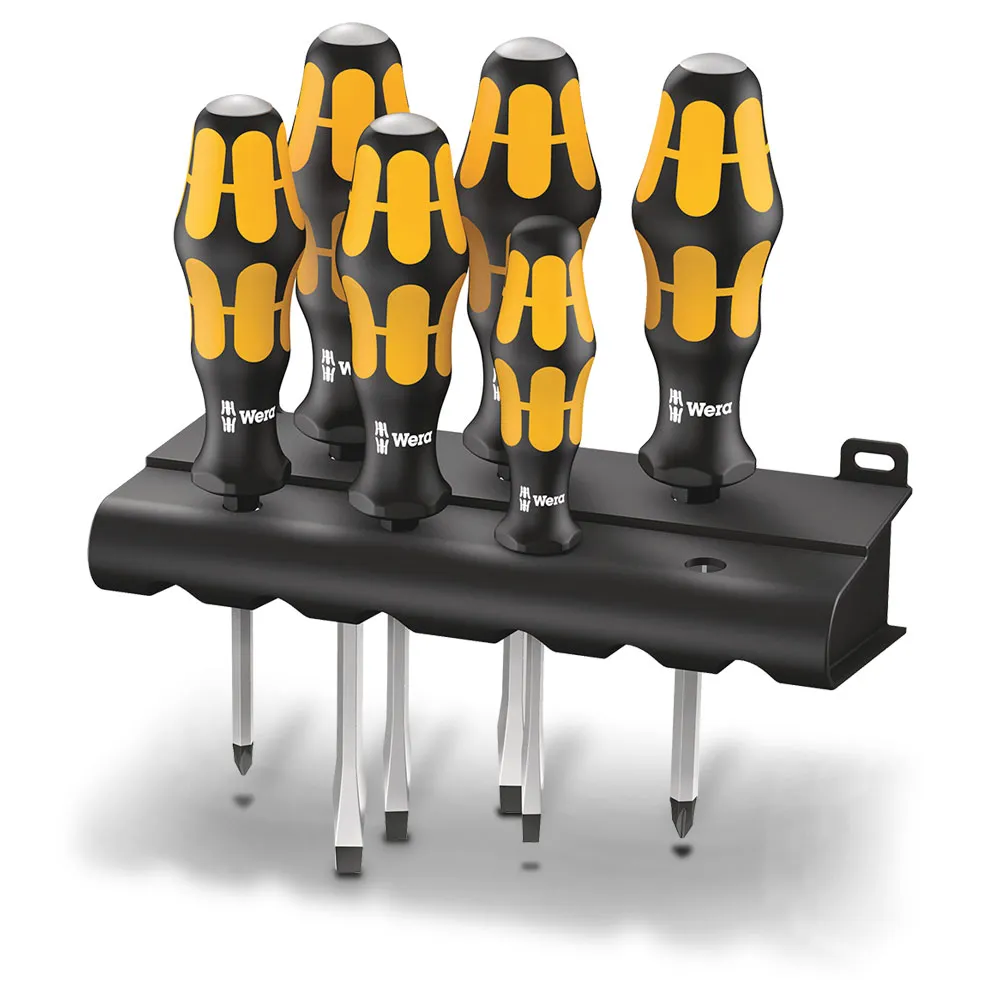 WERA 932/6 Screwdriver Set Kraftform w/ Chiseldriver & Rack - 6 Piece WER018282