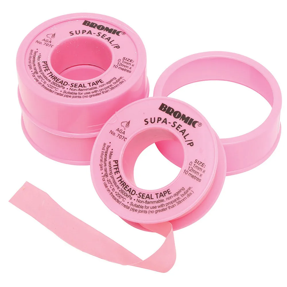 BROMIC 12mm x 10m Pink Premium Thread Seal Tape 7170382