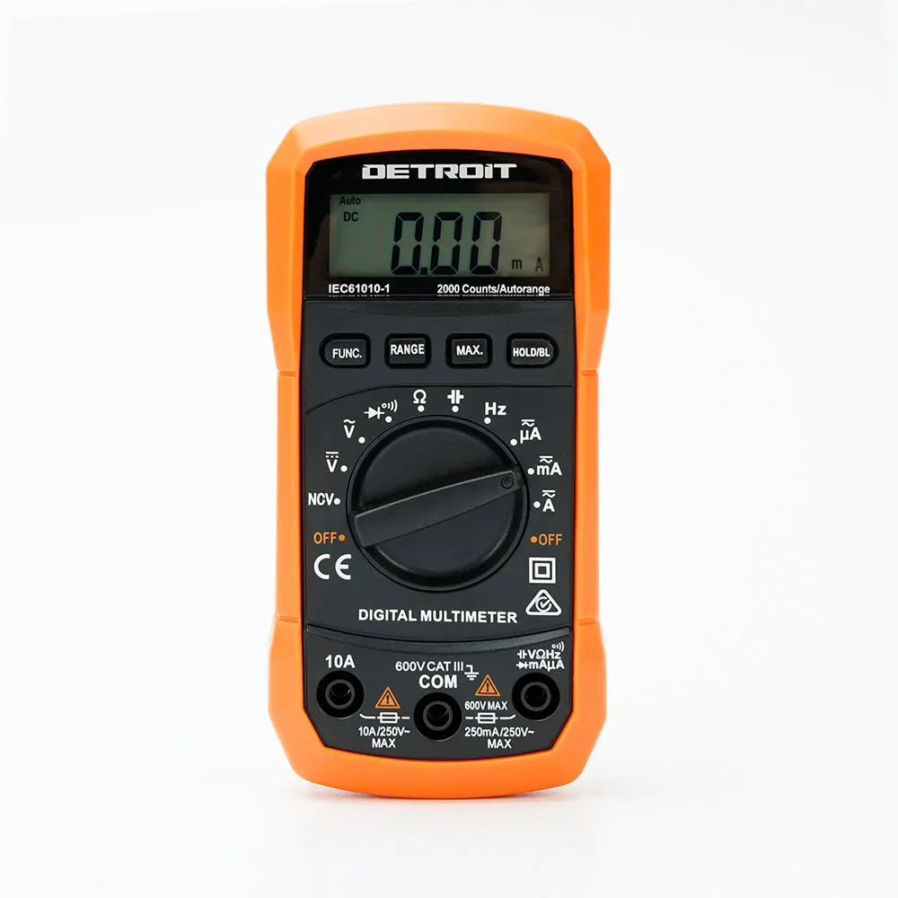 DETROIT 600V Auto Range Digital Multimeter DETDM600VAR