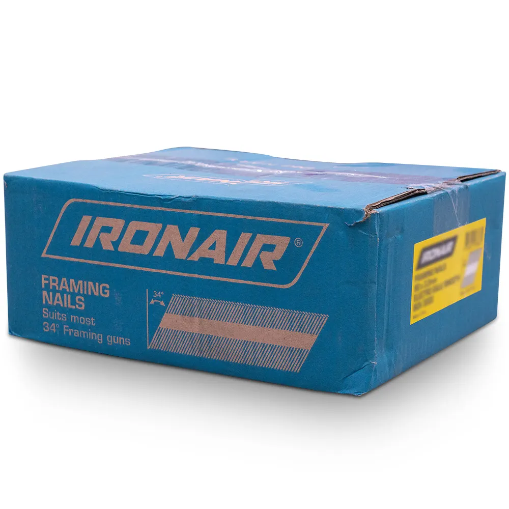 IRONAIR 75mm D-Clip Hot Dip Galv Framing Nails 3000 Box IFRDCHDG34
