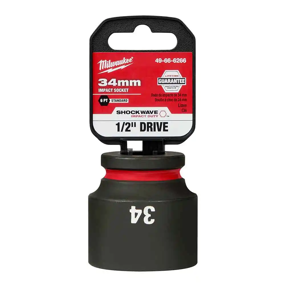MILWAUKEE SHOCKWAVE 1/2" Drive 34mm Standard 6 Point Impact Socket 49666266