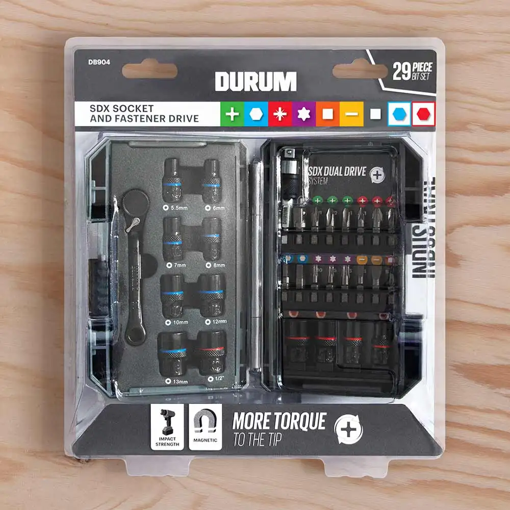 DURUM 25mm Assorted Screwdriver w/ Socket Bit Set - 29 Piece DB904
