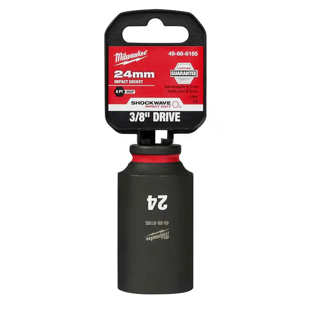 MILWAUKEE SHOCKWAVE 3/8" Drive 24mm Deep 6 Point Impact Socket 49666165