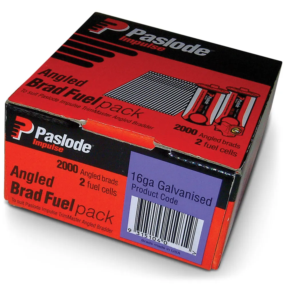 PASLODE 38mm Brad Nails & 2 Fuel Cells - 2000 Pack B20738