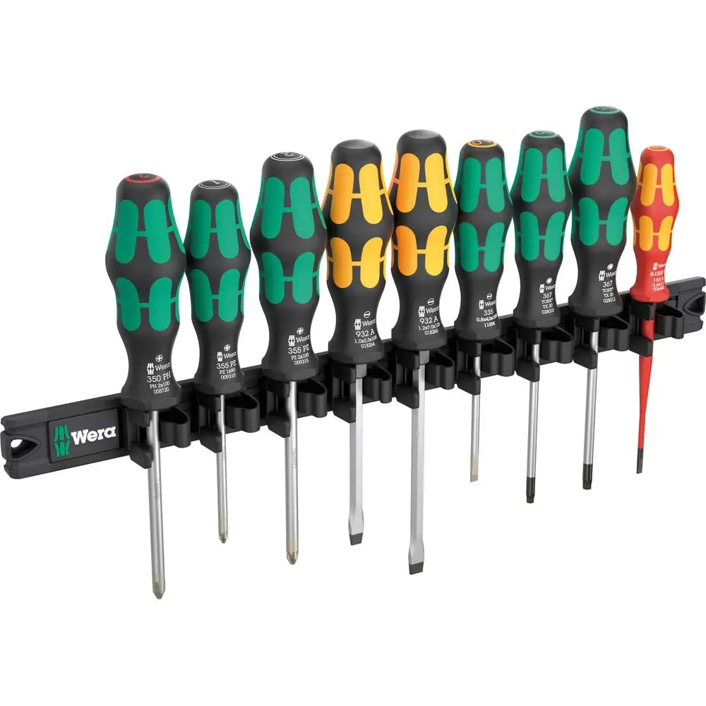 WERA 4xsl, 1xph, 2xtx, 2xpz With Rail Screwdriver Set - 9 Piece WER051012
