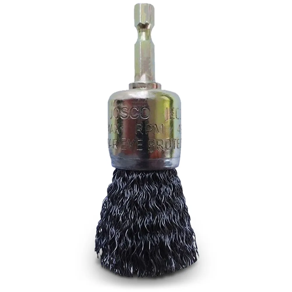 JOSCO 25mm 1/4-Hex Mounted Crimped End Brush JEC25