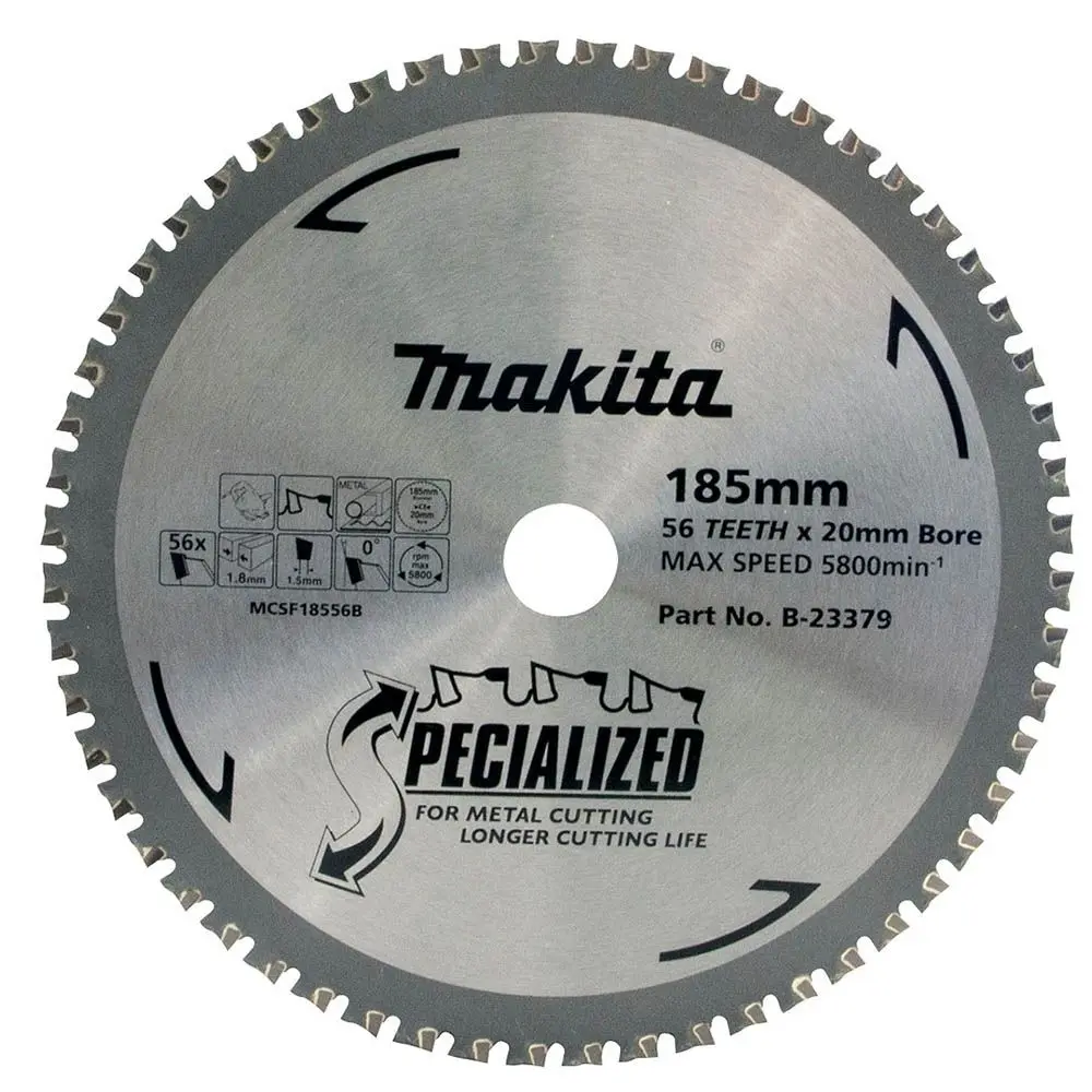MAKITA 185mm 56T TCT Circular Saw Blade for Metal Cutting - SPECIALIZED B-23379