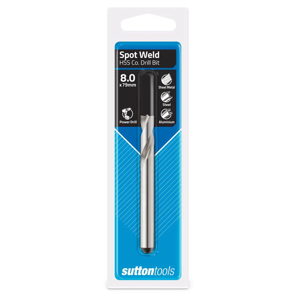 SUTTON 8.0 x 79mm HSS-Cobalt Spot Weld Drill Bit - Hand Drills