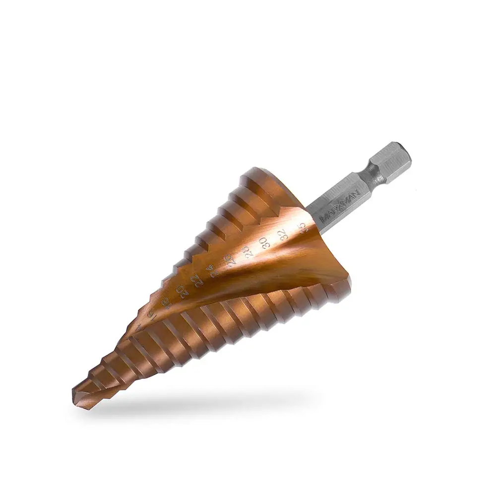 MARXMAN 6-35mm 15-Step 1/4-Hx Spiral Step HSSCO Metal Drill Bit MSD635COHX