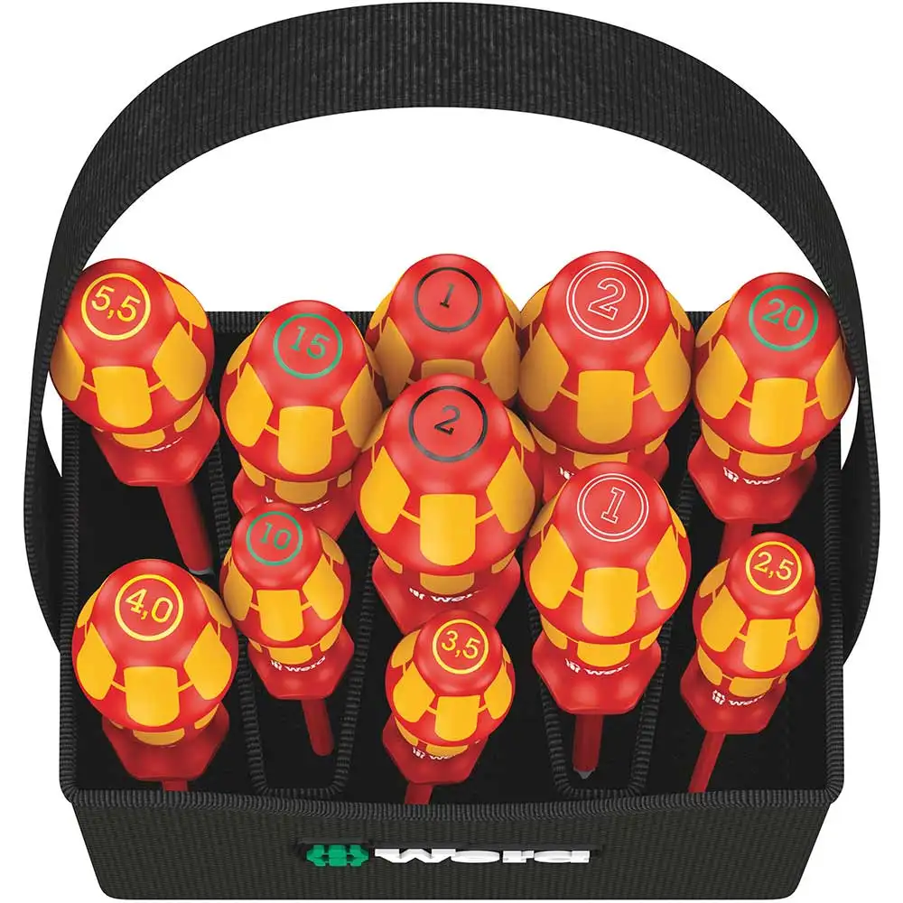 WERA 2Go 100 Case and 11 Piece VDE Insulated Handle Screwdriver Set WER004310
