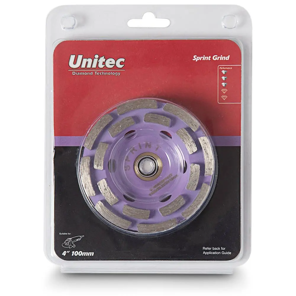 UNITEC 100mm Double-Row General Purpose Diamond Grinding Cup - SPRINT U-4DRCSPRINT