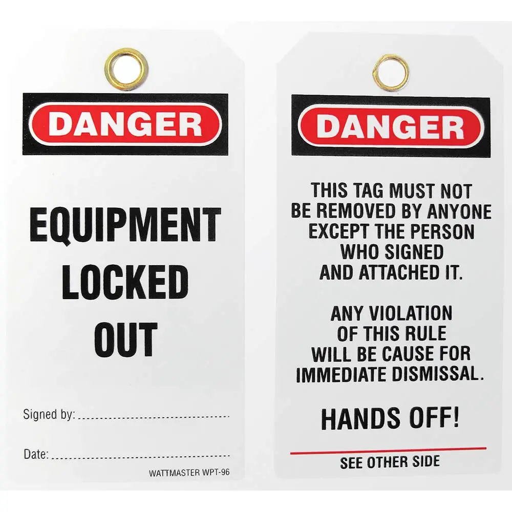 WATTMASTER Lock-out Test Tag - Equipment Locked Out - 5 Piece WATWPT-96