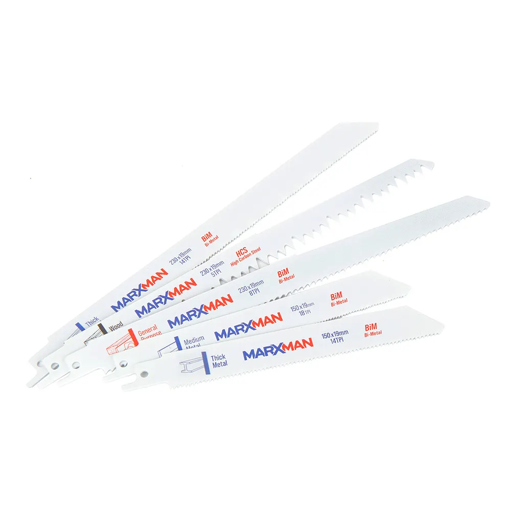 MARXMAN Reciprocating Saw Blade Set For Wood & Metal Cutting 5 Piece MRSBS5PC