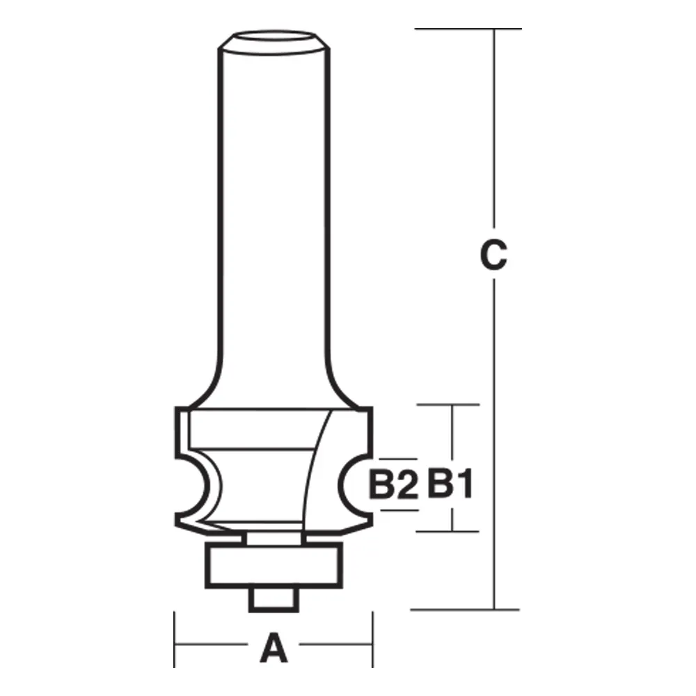 CARBITOOL Router Bit TCT Drawing Line w.Bearing 10.3mm Bullnose 1/2inch -Shank TDL 6 B 1/2