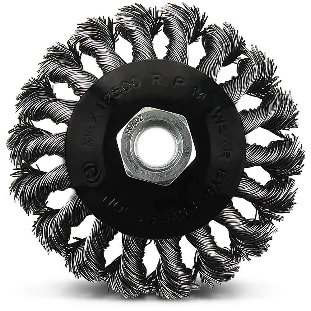 DETROIT 100mm 0.5mm Steel Twist Knot Wire Bevel Brush