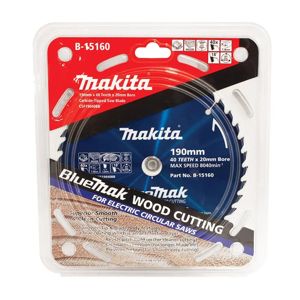 MAKITA 190mm 40T TCT Circular Saw Blade for Wood Cutting - BLUEMAK B-15160