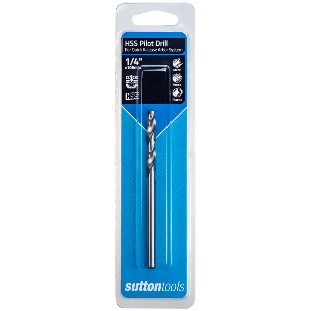 SUTTON 1/4inch x 105mm HSS Holesaw Pilot Drill Bit - Quick Release Arbor System