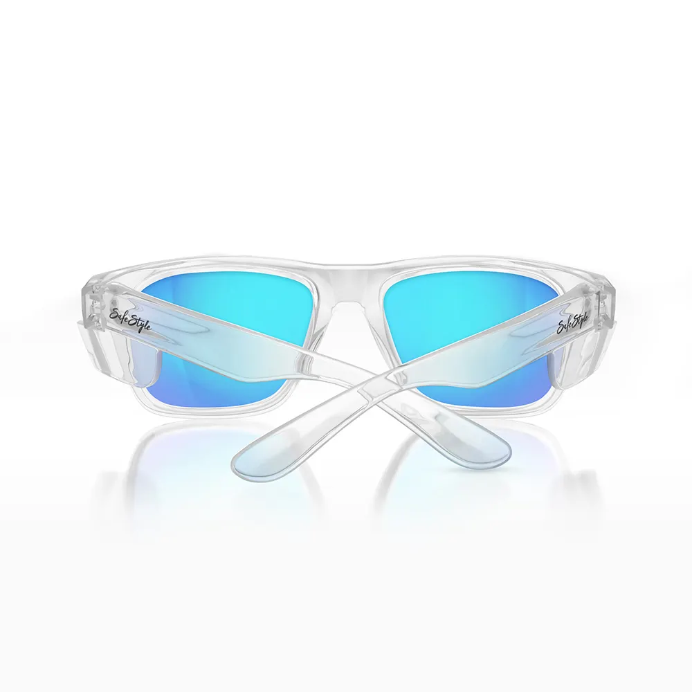 SAFESTYLE Fusions Clear Frame Mirror Blue Polarised Lens UV400 FCBP100
