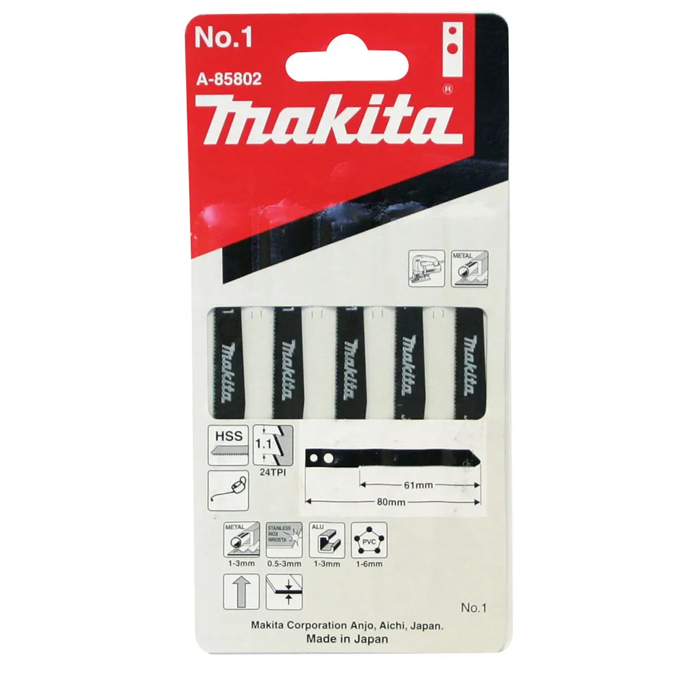 MAKITA Shank Jigsaw Blades 5 Piece A-85802