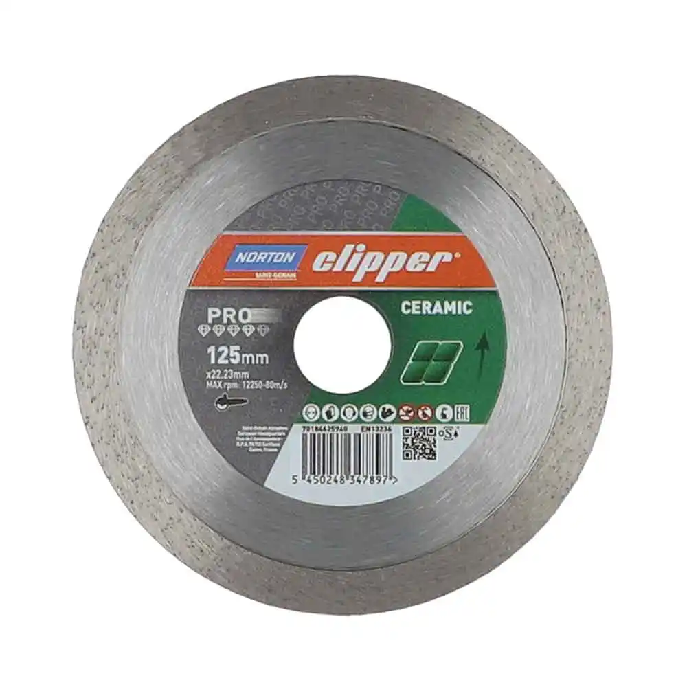 CLIPPER 125 x 22.23/9mm Continuous Ceramic Diamond Blade - Pro Wet & Dry 70184625940
