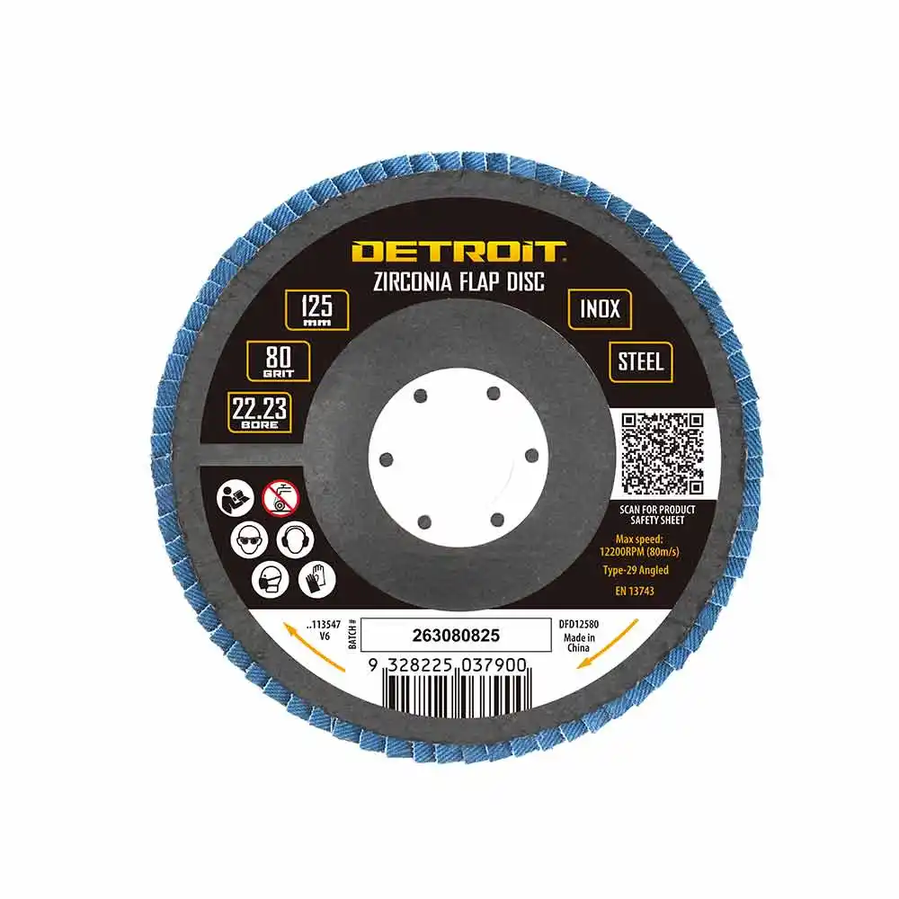 DETROIT 125mm 80-Grit Zirconia Angled Flap Disc