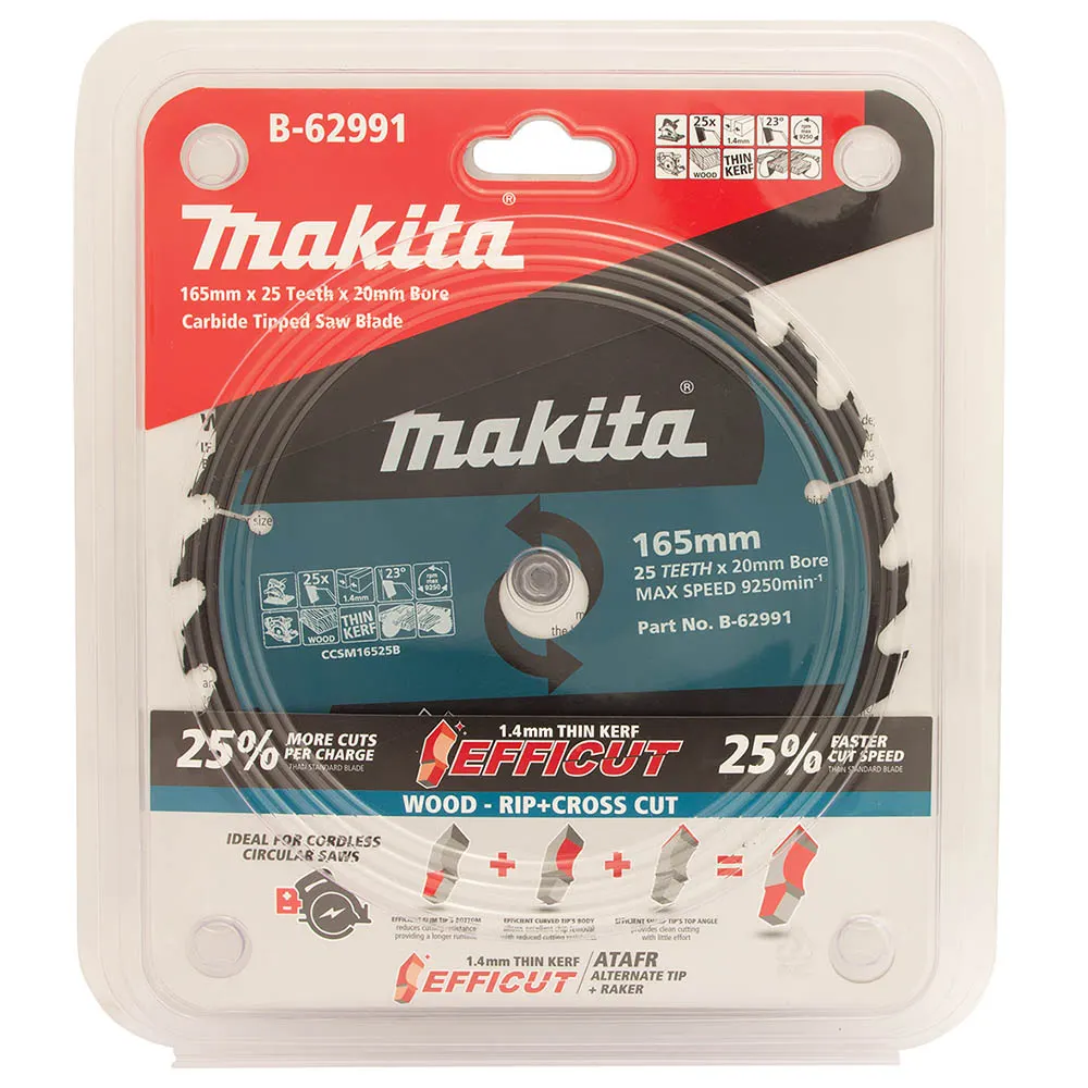 MAKITA 165mm 25T TCT Circular Saw Blade for Wood Cutting - EFFICUT