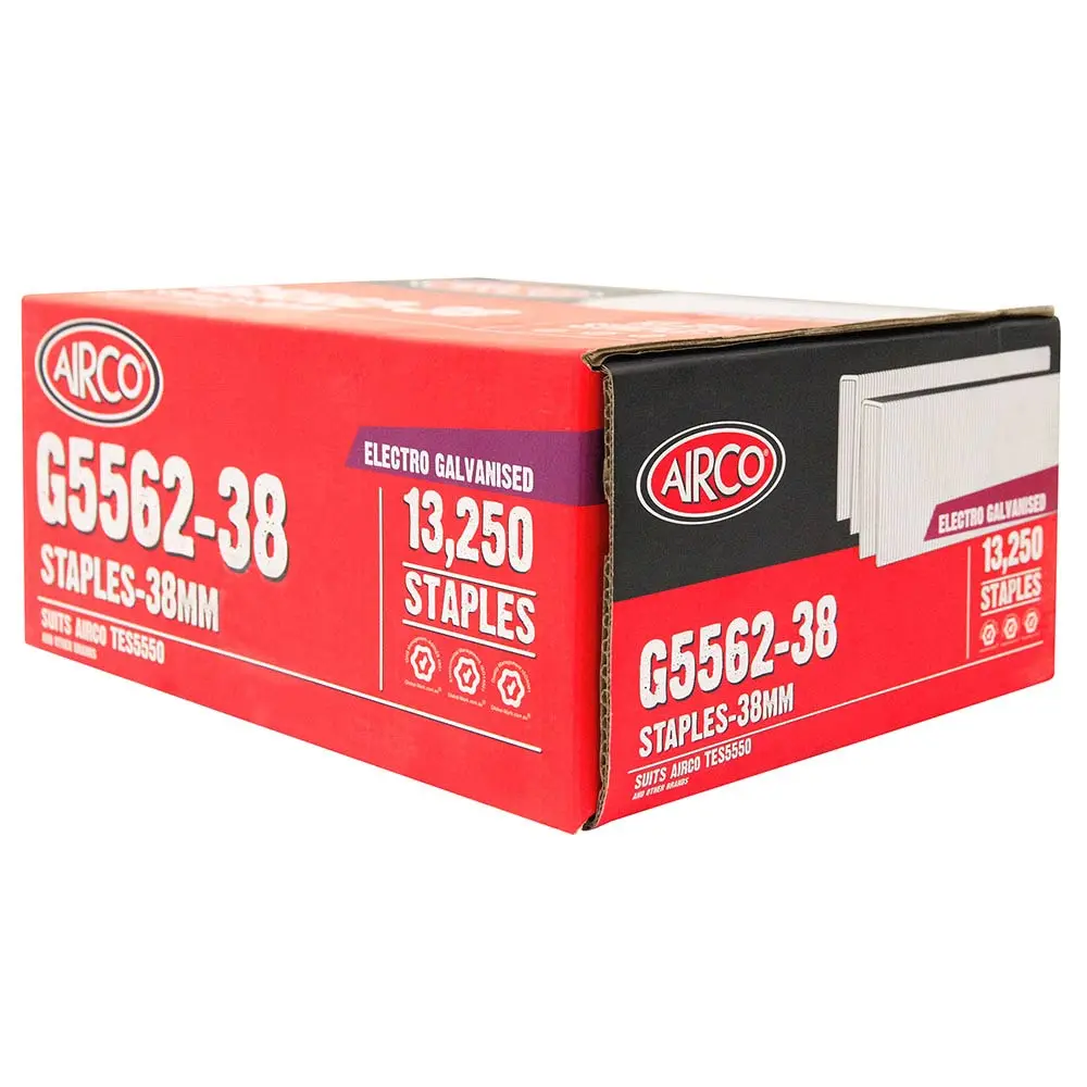 AIRCO Staples Electro Galvanised - 38mm Box of 10000 SG55380
