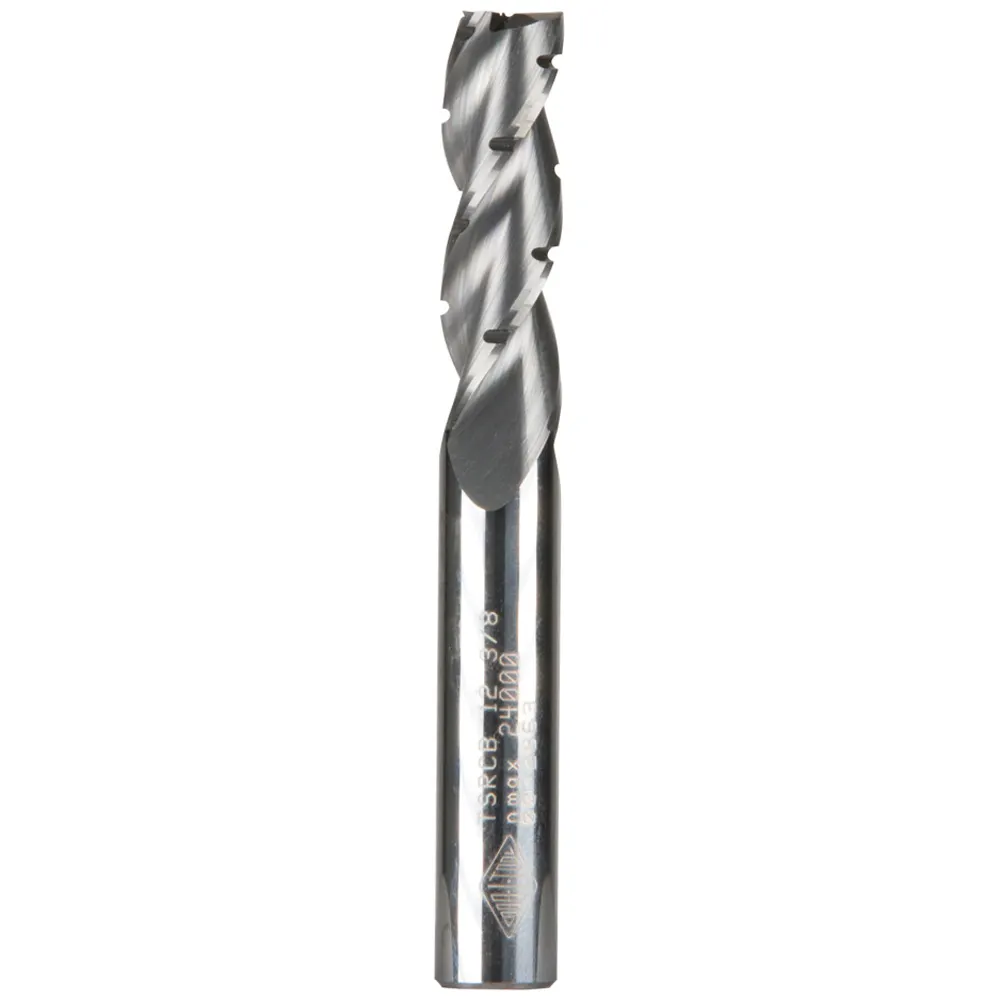 CARBITOOL 3/8inch TC Straight Up-Cut Chipbreaker Spiral Router Bit for Wood - 3/8inch Shank TSRCB 12 3/8