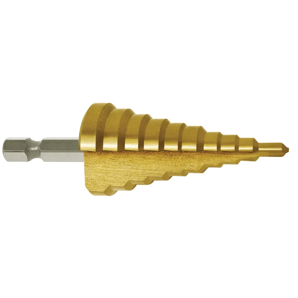 P&N QUICKBITS 5/32-1/2inch 12-Step 1/4-Hex HSS-TiN Step Drill Bit