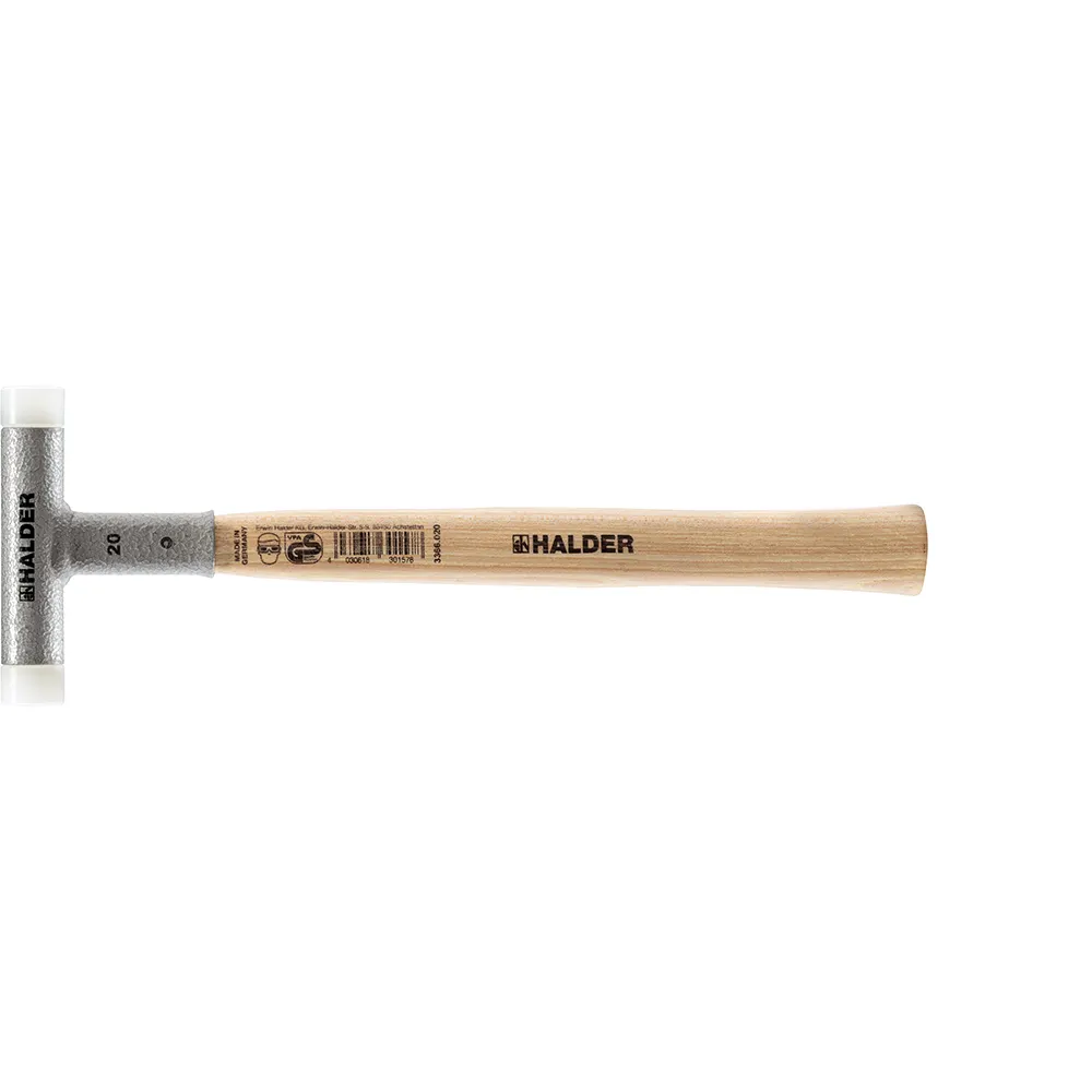 HALDER 20mm 165g Dead Blow Hammer Nylon Tips Hickory Handle 3366.W20