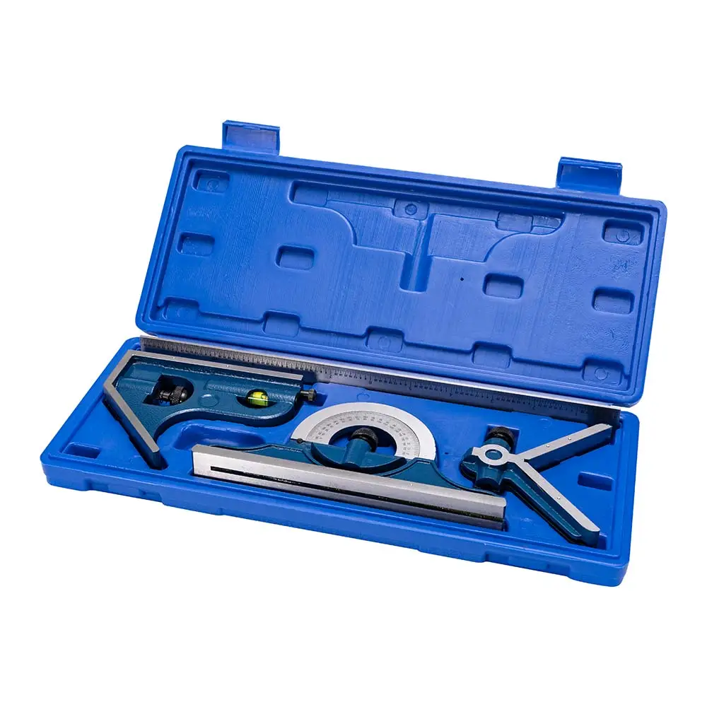 WOLF 4 Piece 12inch/300mm Square Protractor With Case Combination Set CS4SETV2