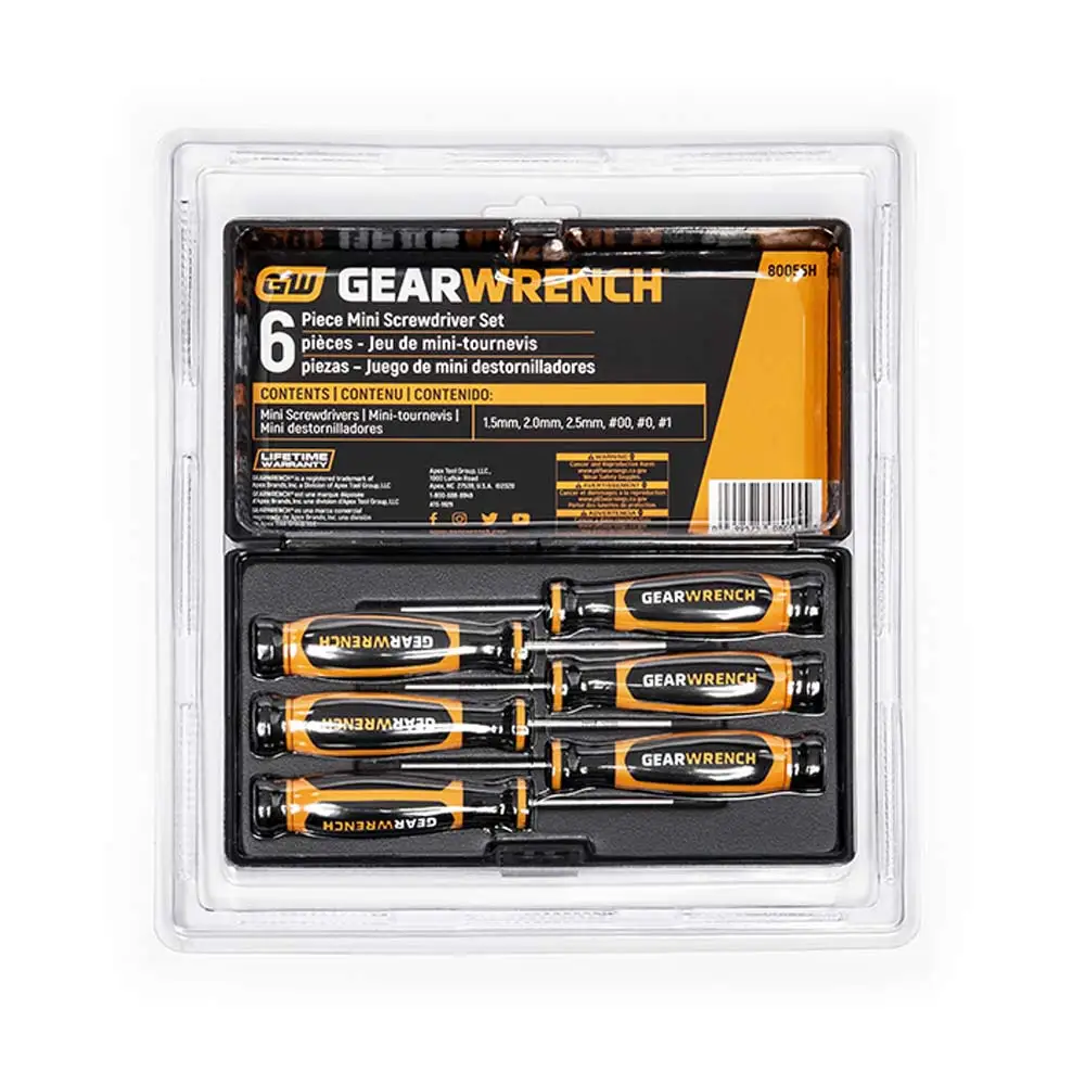 GEARWRENCH 6 Piece 266mm Mini Screwdriver Set 80055H