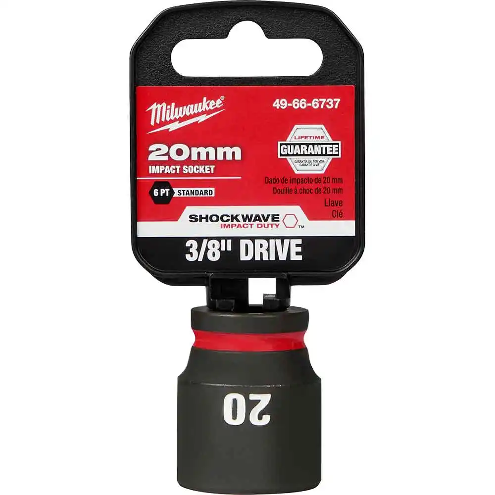 MILWAUKEE SHOCKWAVE 3/8" Drive 20mm Standard 6 Point Impact Socket 49666737
