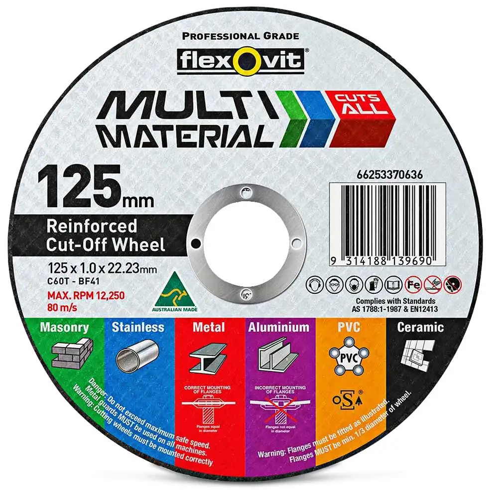 FLEXOVIT 125 x 1.0mm Multi-Purpose Cut Off Disc - MULTIMATERIAL