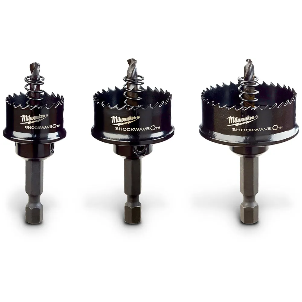 MILWAUKEE 22-32mm 1/4-Hex Bi-Metal Holesaw Set for Sheetmetal - SHOCKWAVE - 3 Piece 49224800